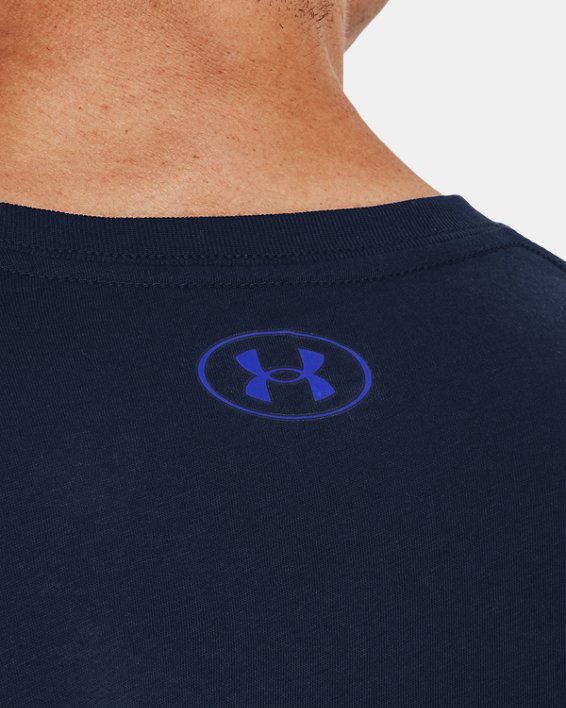 Men's UA Team Issue Wordmark Short Sleeve, Blue, pdpMainDesktop image number 3